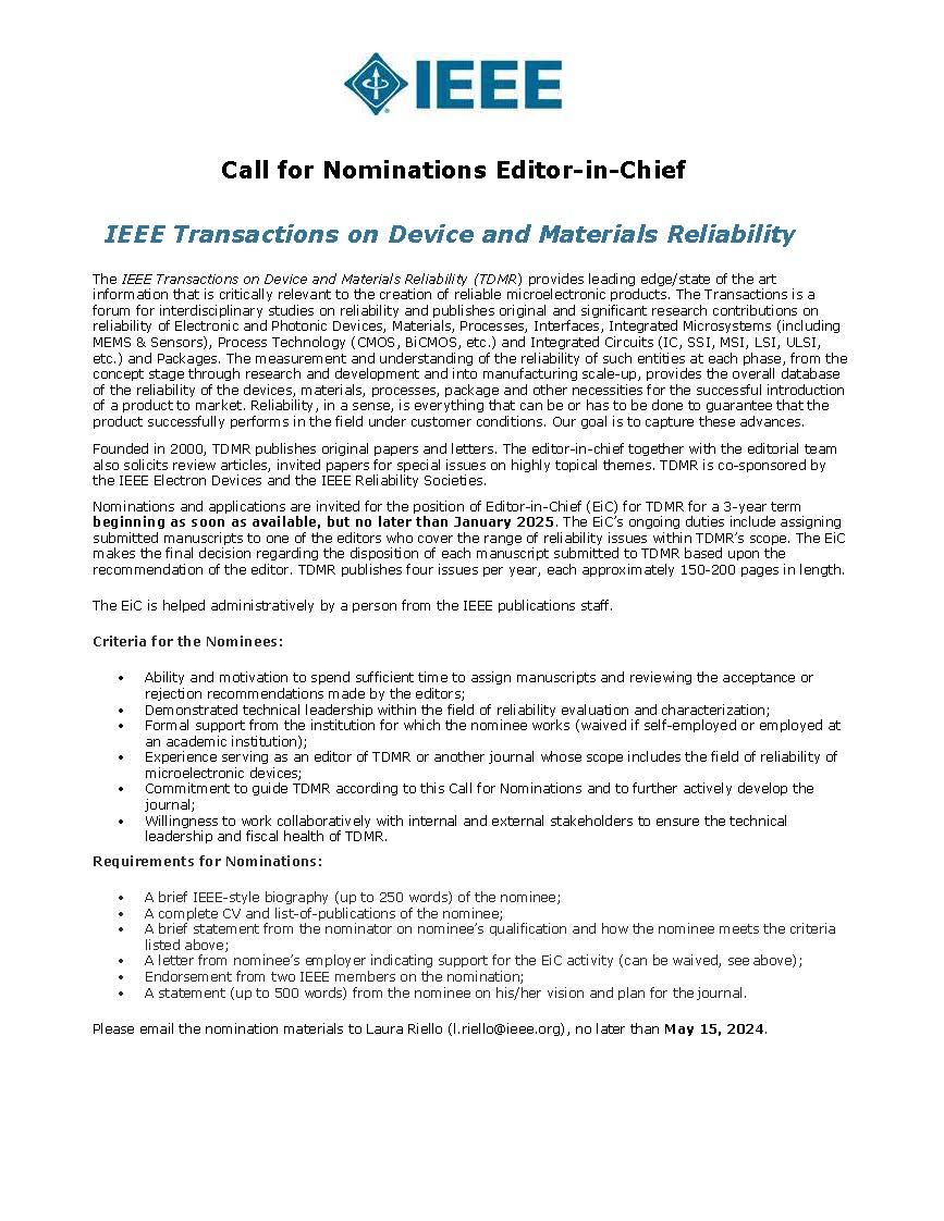 TDMR Call for Nominations New